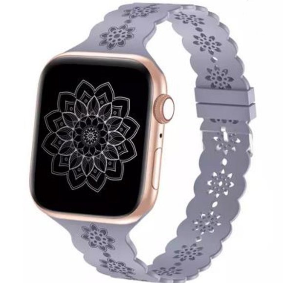 Mandala Lace Silicone Apple watch band laser cut women’s apple watch band, apple - Picture 1 of 8